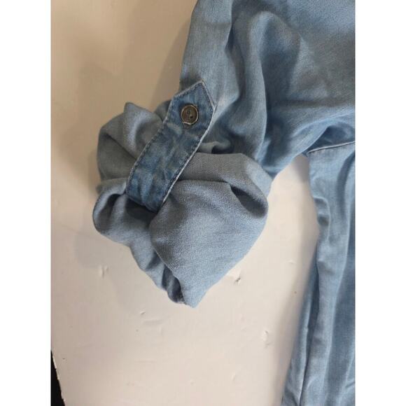 Beach Lunch Lounge Phoebe Chambray Shirt Blue Dress Pockets Large - Picture 5 of 9